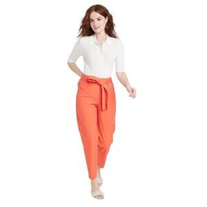 A NEW DAY Womens Pants Size 4 High-Rise Tapered Ankle Tie-Front Orange Beachy